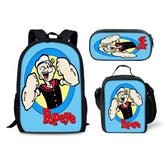 Popeye the Sailor Schoolbag Backpack Lunch Bag Pencil Case 3pcs Set Gift for Kids Students